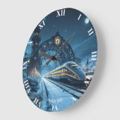 ファンタジーかわいい終夜列車 ラージ壁時計 (傾斜)