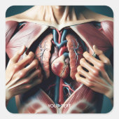 ファンタジーかわいい肺ハート胸 スクエアシール (正面)