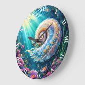 ファンタジーかわいい自然水中世界 ラージ壁時計 (傾斜)