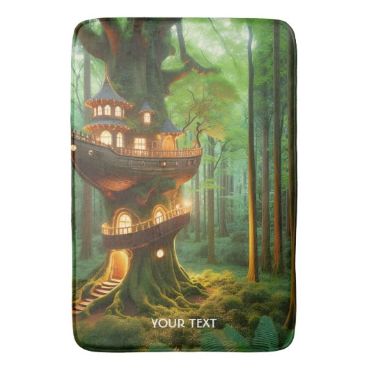 ファンタジーかわいい船の樹林 バスマット (正面縦)