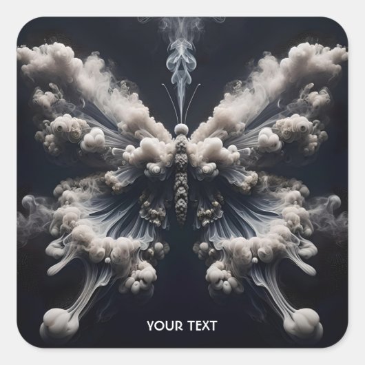 ファンタジーかわいい蝶の煙の上昇 スクエアシール (正面)