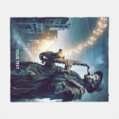 ファンタジーかわいい街のミュージックマン フリースブランケット (正面(横))