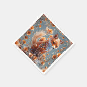 ファンタジーかわいい赤いガラスキツネ スタンダードカクテルナプキン (角)