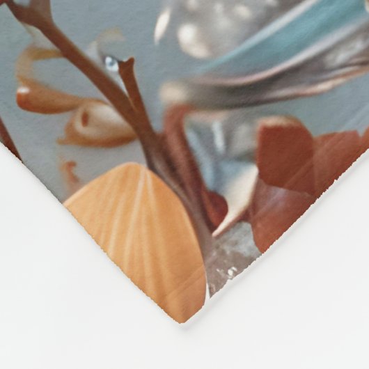 ファンタジーかわいい赤いガラスキツネ フリースブランケット (角)