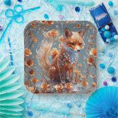 ファンタジーかわいい赤いガラスキツネ ペーパープレート (パーティー)