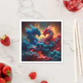 ファンタジーかわいい赤い龍 スタンダードカクテルナプキン (インサイチュ)