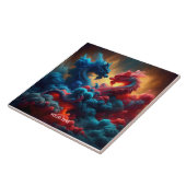 ファンタジーかわいい赤い龍 タイル (側面)