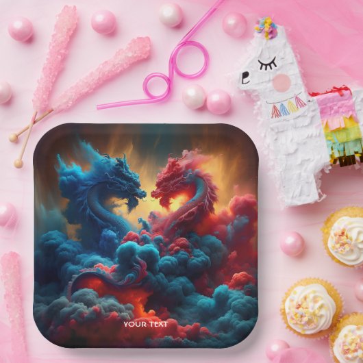 ファンタジーかわいい赤い龍 ペーパープレート (パーティー)