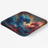 ファンタジーかわいい赤い龍 ペーパープレート (傾斜あり)