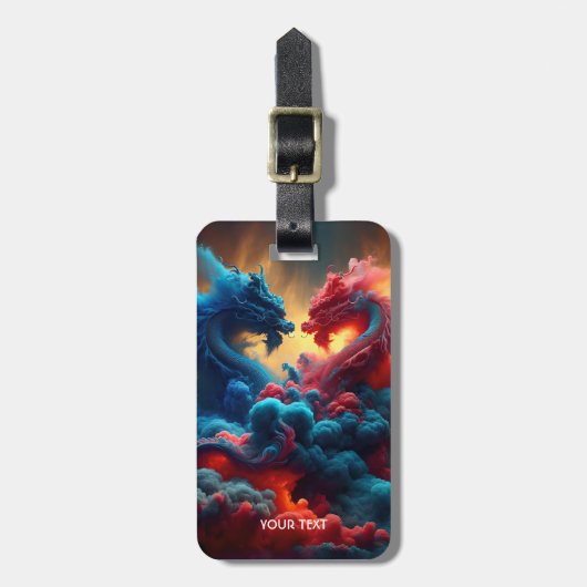 ファンタジーかわいい赤い龍 ラゲッジタグ (正面縦)