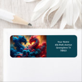 ファンタジーかわいい赤い龍 ラベル (インサイチュ)