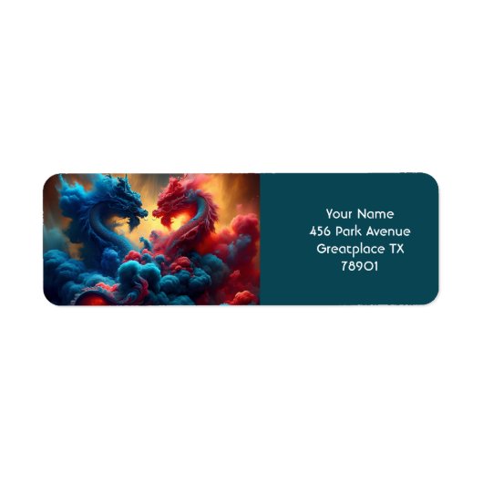 ファンタジーかわいい赤い龍 ラベル (正面)