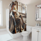 ファンタジーかわいい赤毛女性のカーボーイ シャワーカーテン (インサイチュ)