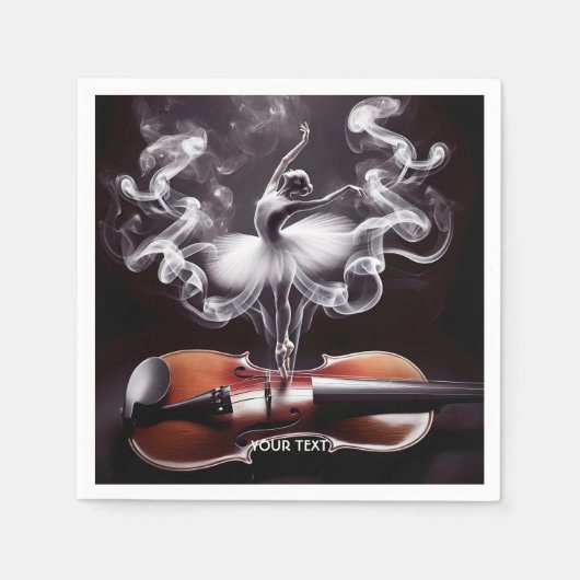 ファンタジーかわいい踊りバレリナヴァイオリン スタンダードカクテルナプキン (正面)