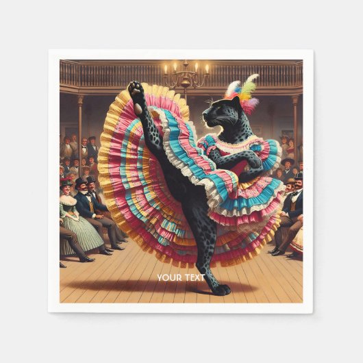 ファンタジーかわいい踊りパンサー群衆 スタンダードカクテルナプキン (正面)