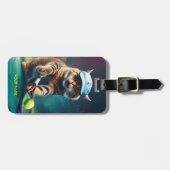 ファンタジーかわいい遊ネコのテニス ラゲッジタグ (正面横)