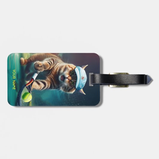 ファンタジーかわいい遊ネコのテニス ラゲッジタグ (裏面横)