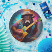 ファンタジーかわいい遊バイソンのギター ペーパープレート (パーティー)