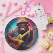 ファンタジーかわいい遊バイソンのギター ペーパープレート (パーティー)