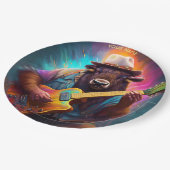 ファンタジーかわいい遊バイソンのギター ペーパープレート (アングル)