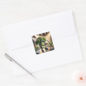 ファンタジーかわいい遊ブロッコリーのギター スクエアシール (封筒)