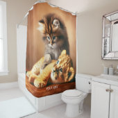 ファンタジーかわいい遊子猫と虎 シャワーカーテン (インサイチュ)