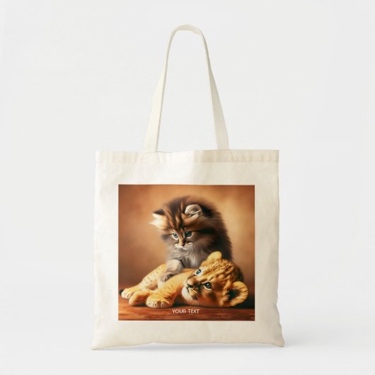 ファンタジーかわいい遊子猫と虎 トートバッグ (正面)
