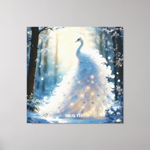 ファンタジーかわいい雪の白い孔雀 キャンバスプリント