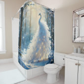 ファンタジーかわいい雪の白い孔雀 シャワーカーテン (インサイチュ)