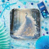 ファンタジーかわいい雪の白い孔雀 ペーパープレート (パーティー)