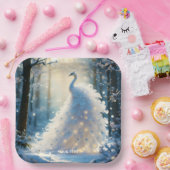 ファンタジーかわいい雪の白い孔雀 ペーパープレート (パーティー)
