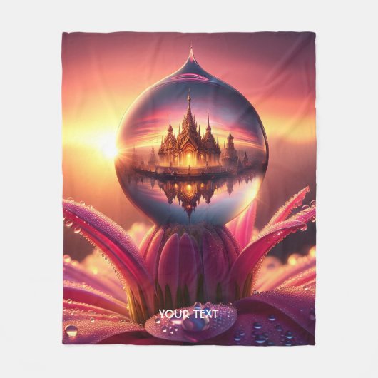 ファンタジーかわいい露の花 フリースブランケット (正面)