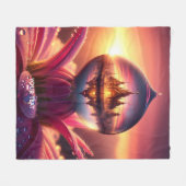 ファンタジーかわいい露の花 フリースブランケット (正面(横))