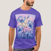 ファンタジーかわいい青い花畑 Tシャツ (正面)