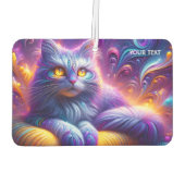 ファンタジーかわいい青紫色の猫 カーエアーフレッシュナー (裏面)