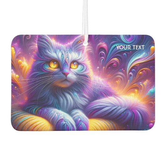 ファンタジーかわいい青紫色の猫 カーエアーフレッシュナー (正面)