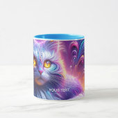 ファンタジーかわいい青紫色の猫 マグカップ (中央)