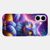 ファンタジーかわいい青紫色の猫 Case-Mate iPhoneケース (裏面 (横))