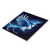 ファンタジーかわいい青飛んでいる鳥 タイル (側面)