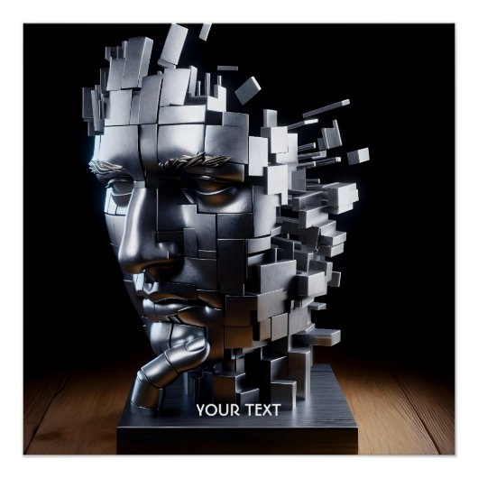 ファンタジーかわいい顔メタル彫刻 ポスター (正面)