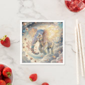 ファンタジーかわいい飛んでいる象桜 スタンダードカクテルナプキン (インサイチュ)