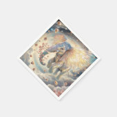 ファンタジーかわいい飛んでいる象桜 スタンダードカクテルナプキン (角)