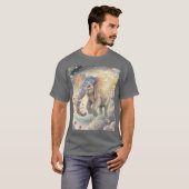 ファンタジーかわいい飛んでいる象桜 Tシャツ (正面フル)