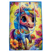 ファンタジーかわいい馬の動物 ミディアムペーパーバッグ (裏面)