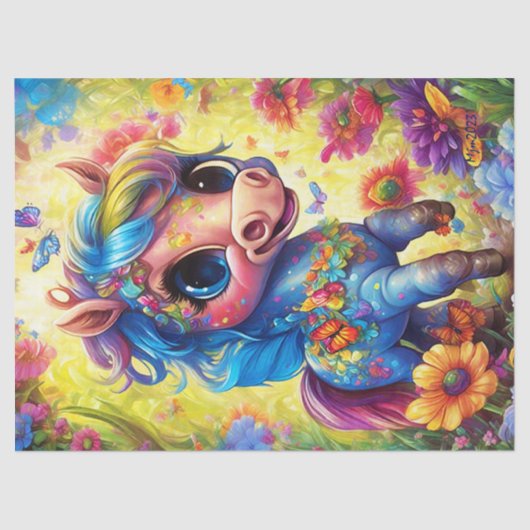 ファンタジーかわいい馬の動物 薄葉紙 (正面)