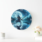 ファンタジーかわいい馬の翼ムーン ラージ壁時計 (ホーム)
