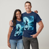 ファンタジーかわいい馬の翼ムーン Tシャツ (ユニセックス)