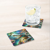 ファンタジーかわいい魔法のワニのジャングル スクエアペーパーコースター (インサイチュ)