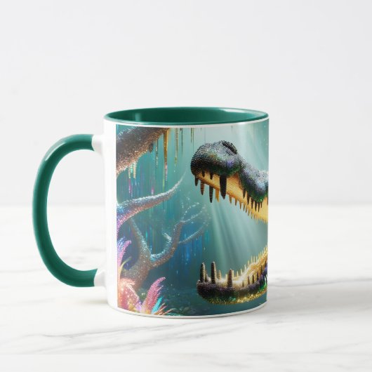 ファンタジーかわいい魔法のワニのジャングル マグカップ (左)