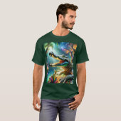ファンタジーかわいい魔法のワニのジャングル Tシャツ (正面フル)
